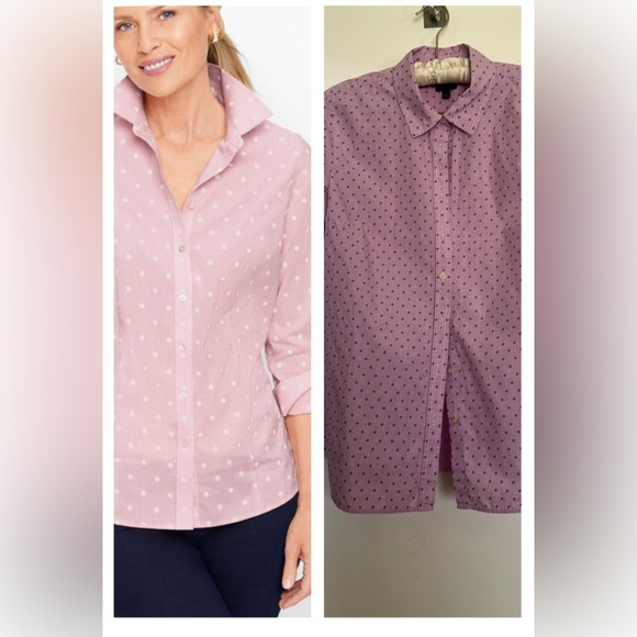 Talbots Classic Shirt Dots and Checks EUC - Picture 1 of 7